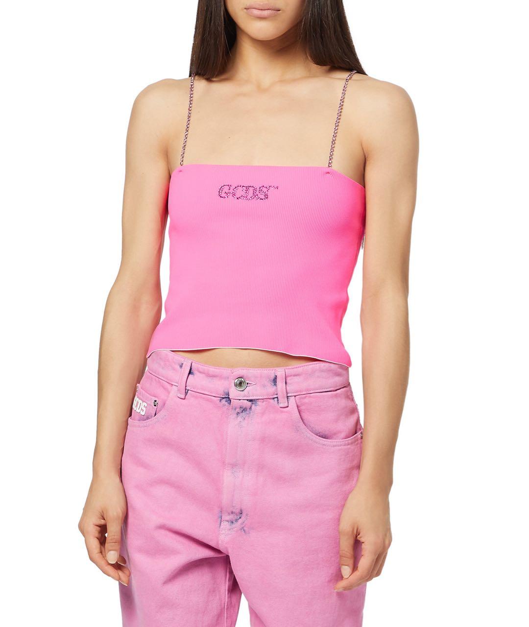 GCDS Розовая полиамидовая майка, фото 2