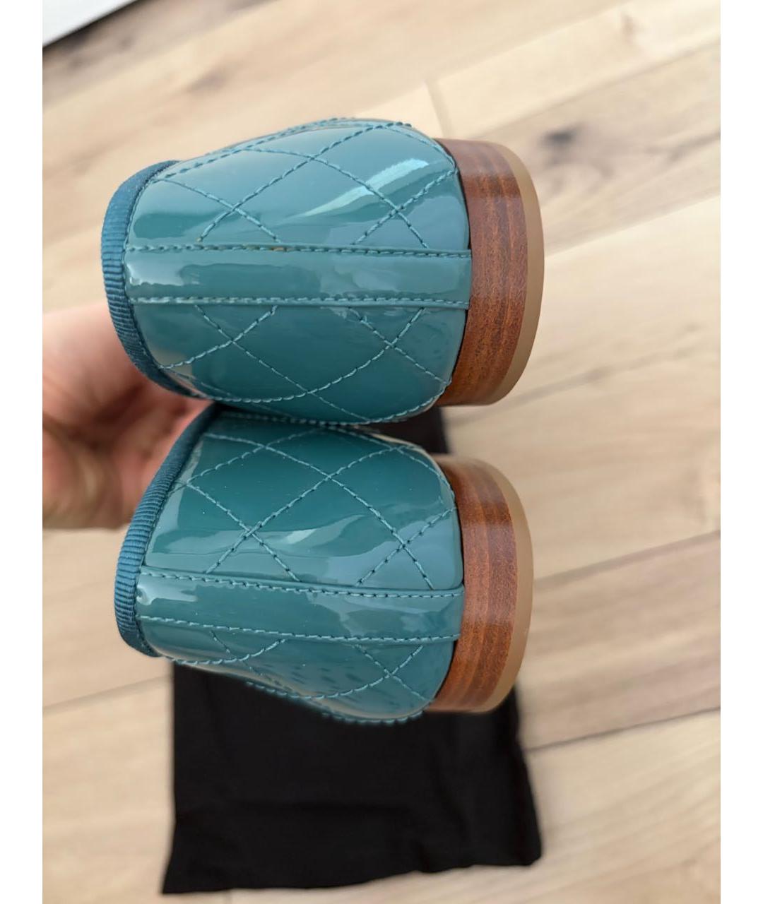 CHANEL Бирюзовые балетки из лакированной кожи, фото 6