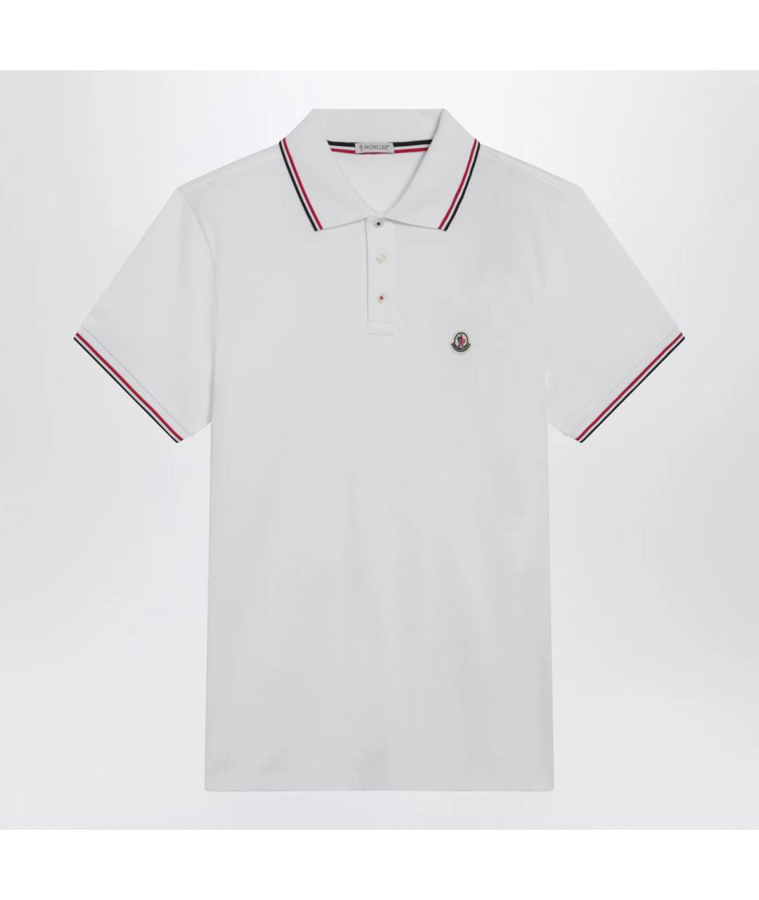 MONCLER Белое хлопковое поло с коротким рукавом, фото 3