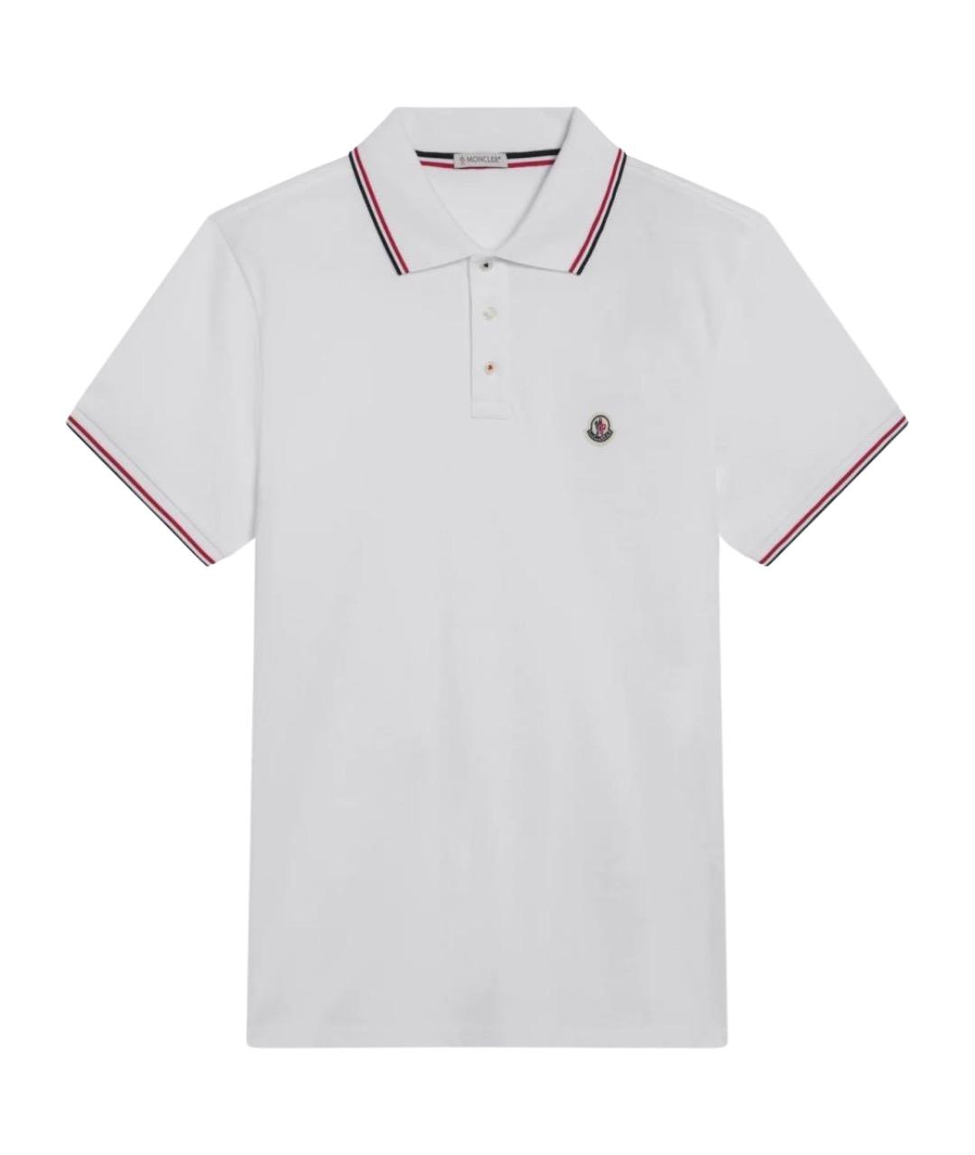 MONCLER Белое хлопковое поло с коротким рукавом, фото 1