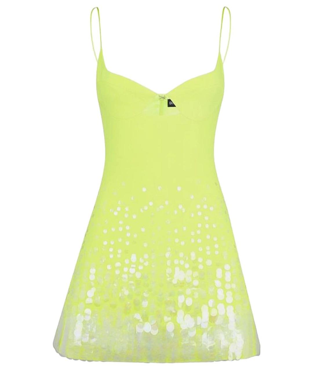 DAVID KOMA Желтое ацетатное коктейльное платье, фото 1