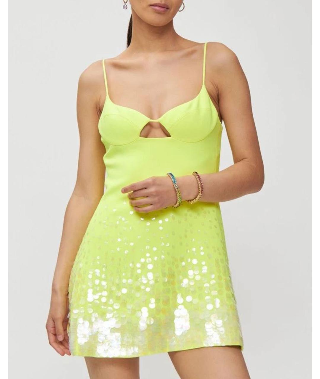 DAVID KOMA Желтое ацетатное коктейльное платье, фото 2