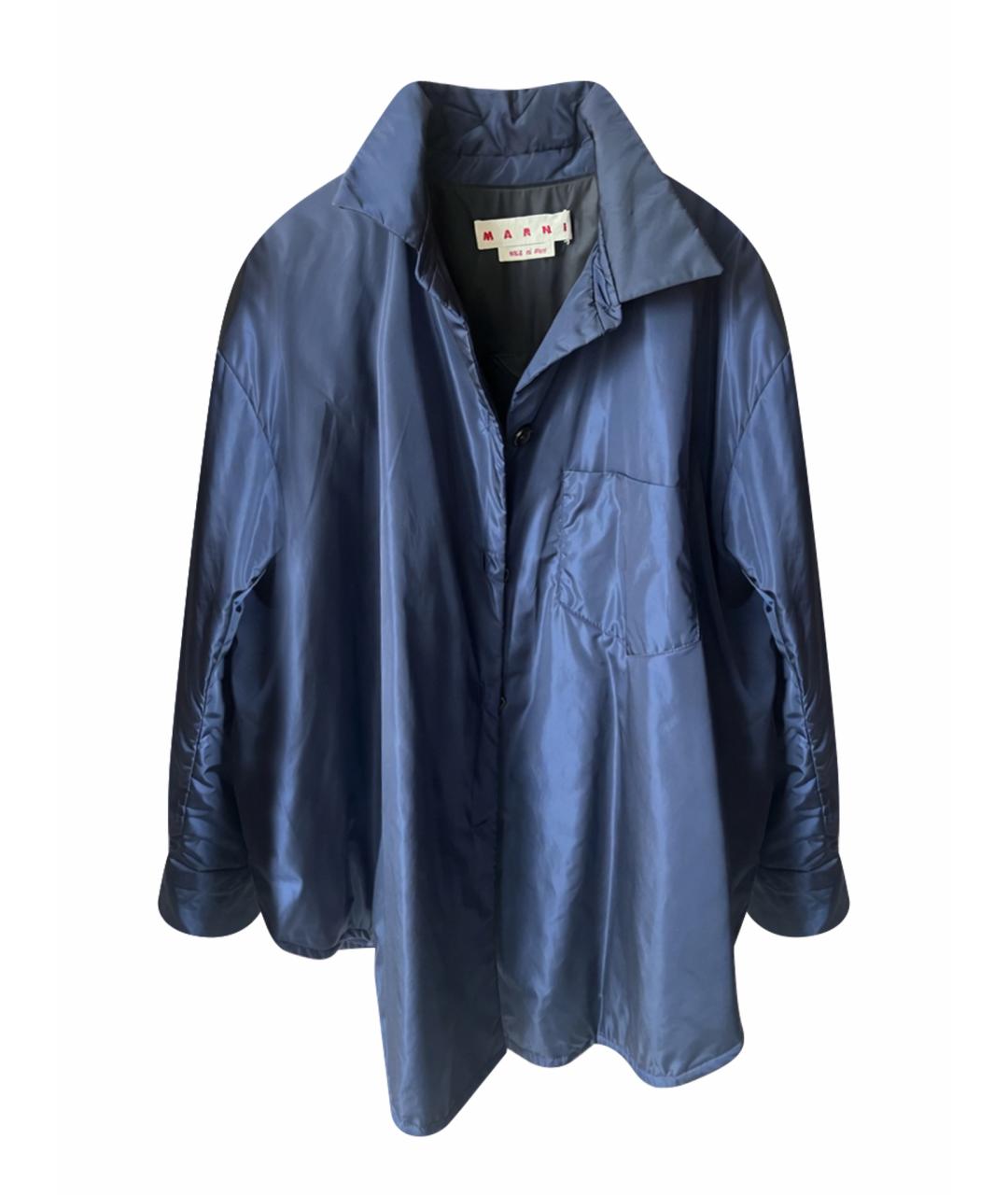 MARNI Темно-синяя полиэстеровая куртка, фото 1