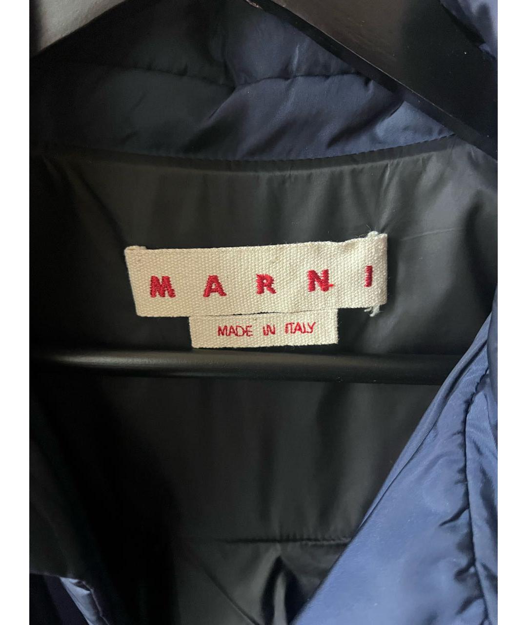 MARNI Темно-синяя полиэстеровая куртка, фото 3
