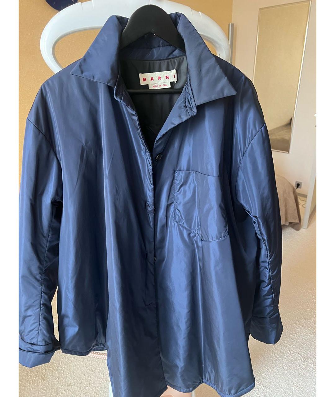 MARNI Темно-синяя полиэстеровая куртка, фото 5