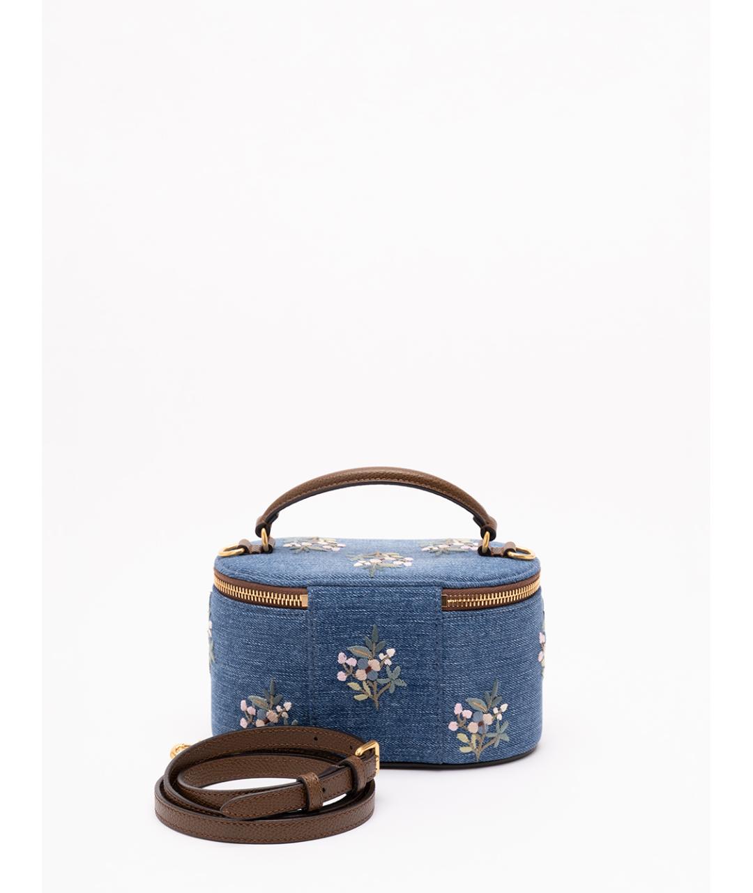 VALENTINO Синяя хлопковая сумка с короткими ручками, фото 2