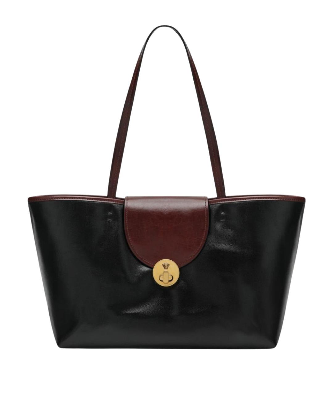 VERSACE Черная кожаная сумка тоут, фото 1