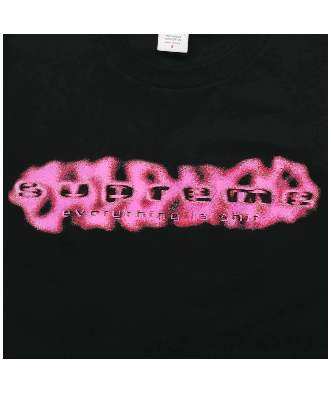 SUPREME Черная хлопковая футболка, фото 2