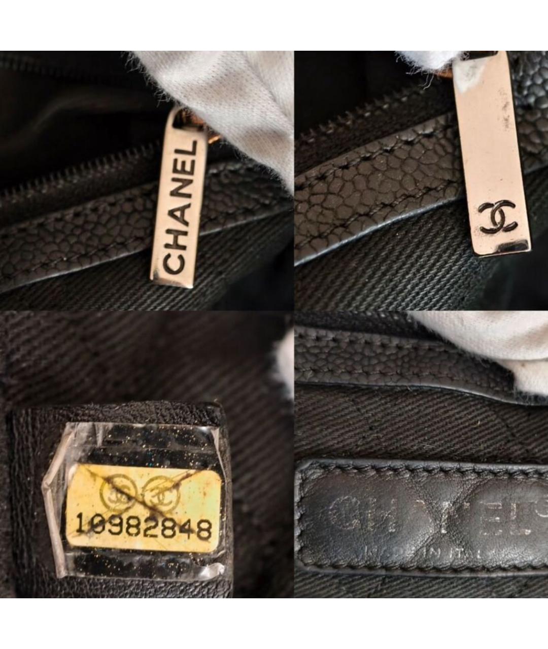 CHANEL Черная кожаная сумка тоут, фото 5