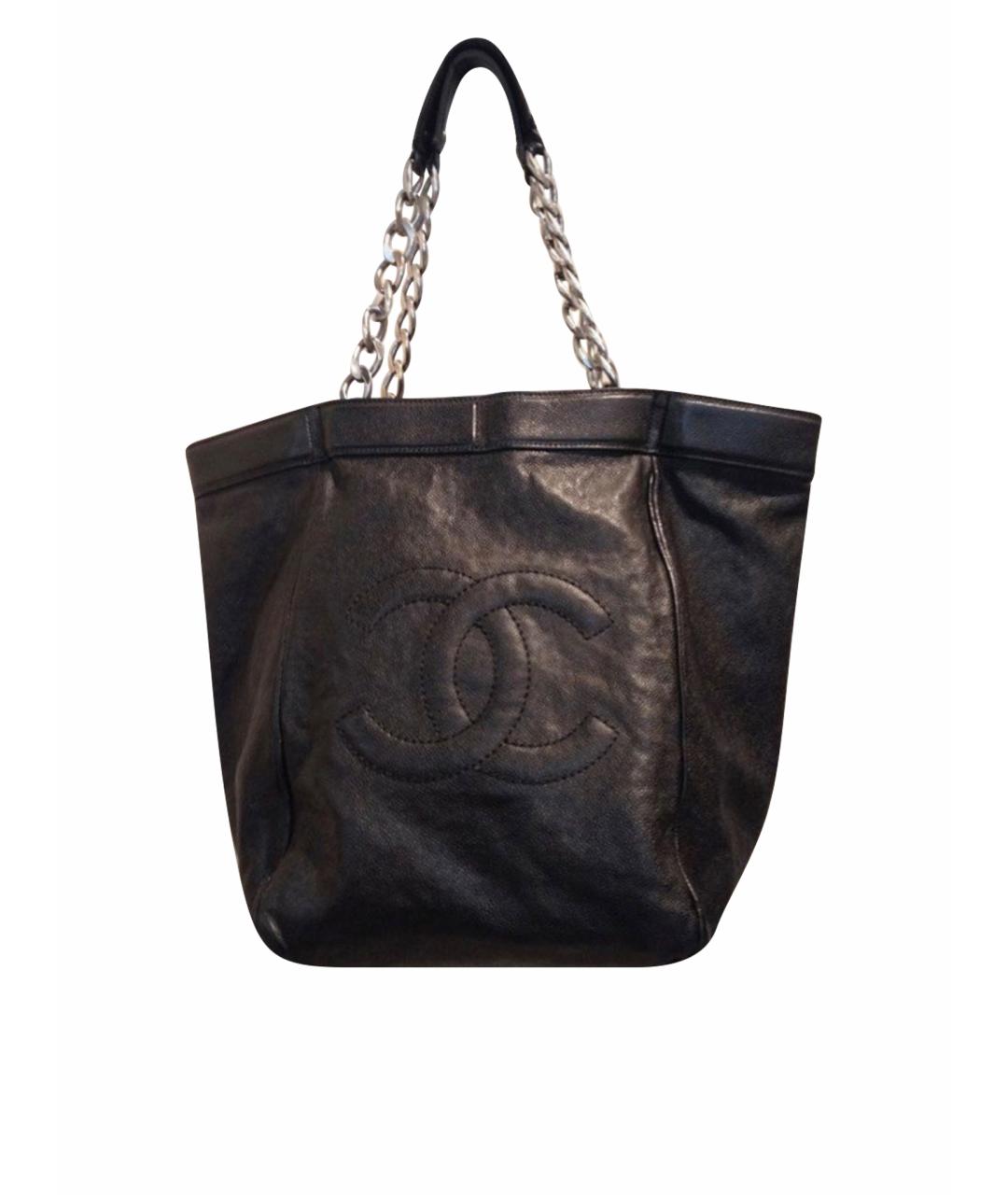 CHANEL Черная кожаная сумка тоут, фото 1