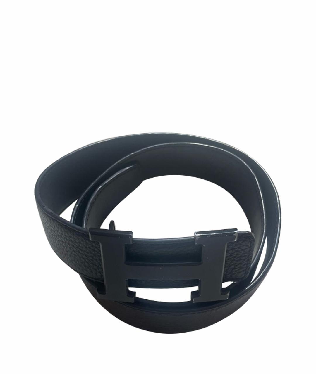 HERMES Черный кожаный ремень, фото 1