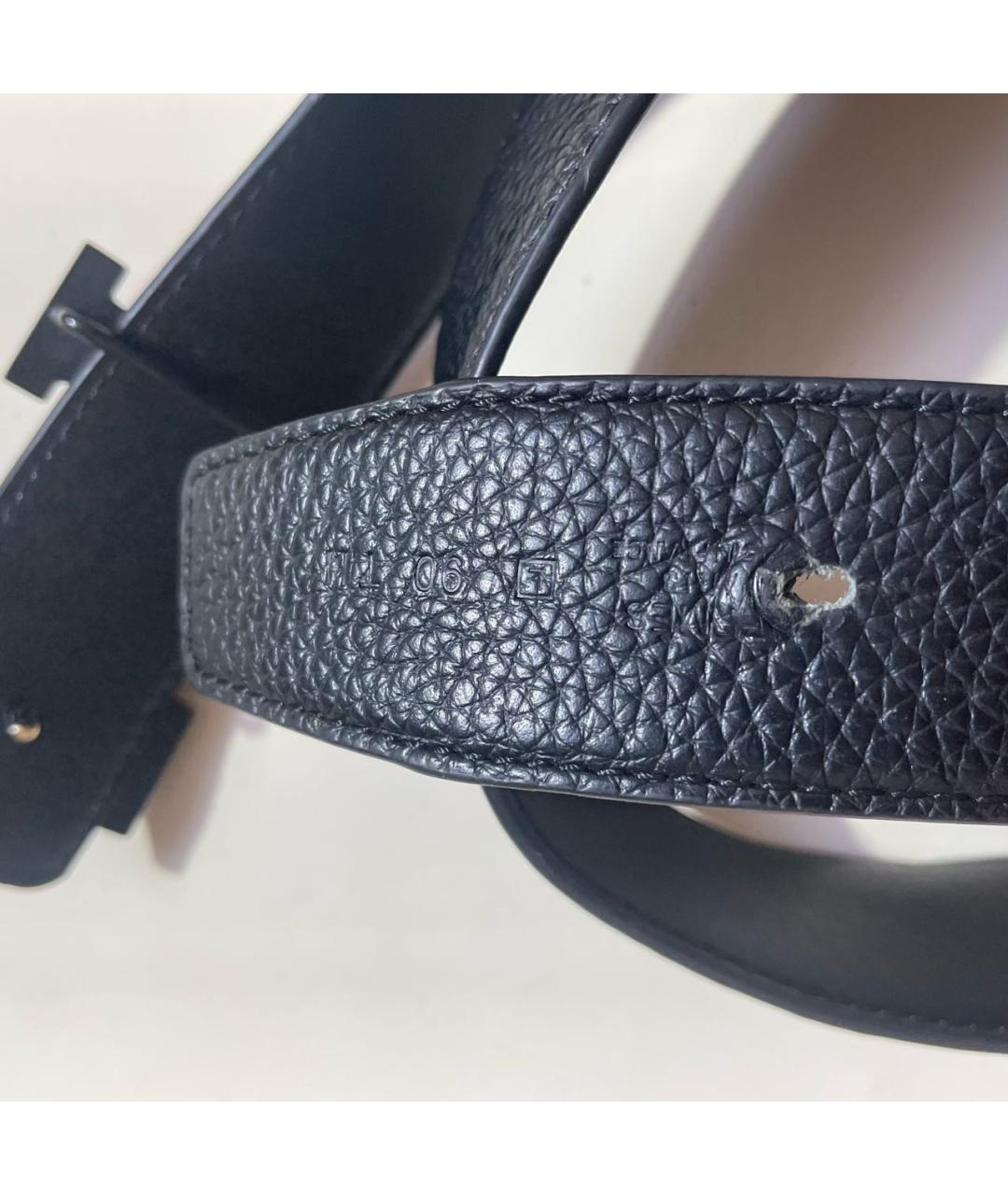 HERMES Черный кожаный ремень, фото 3