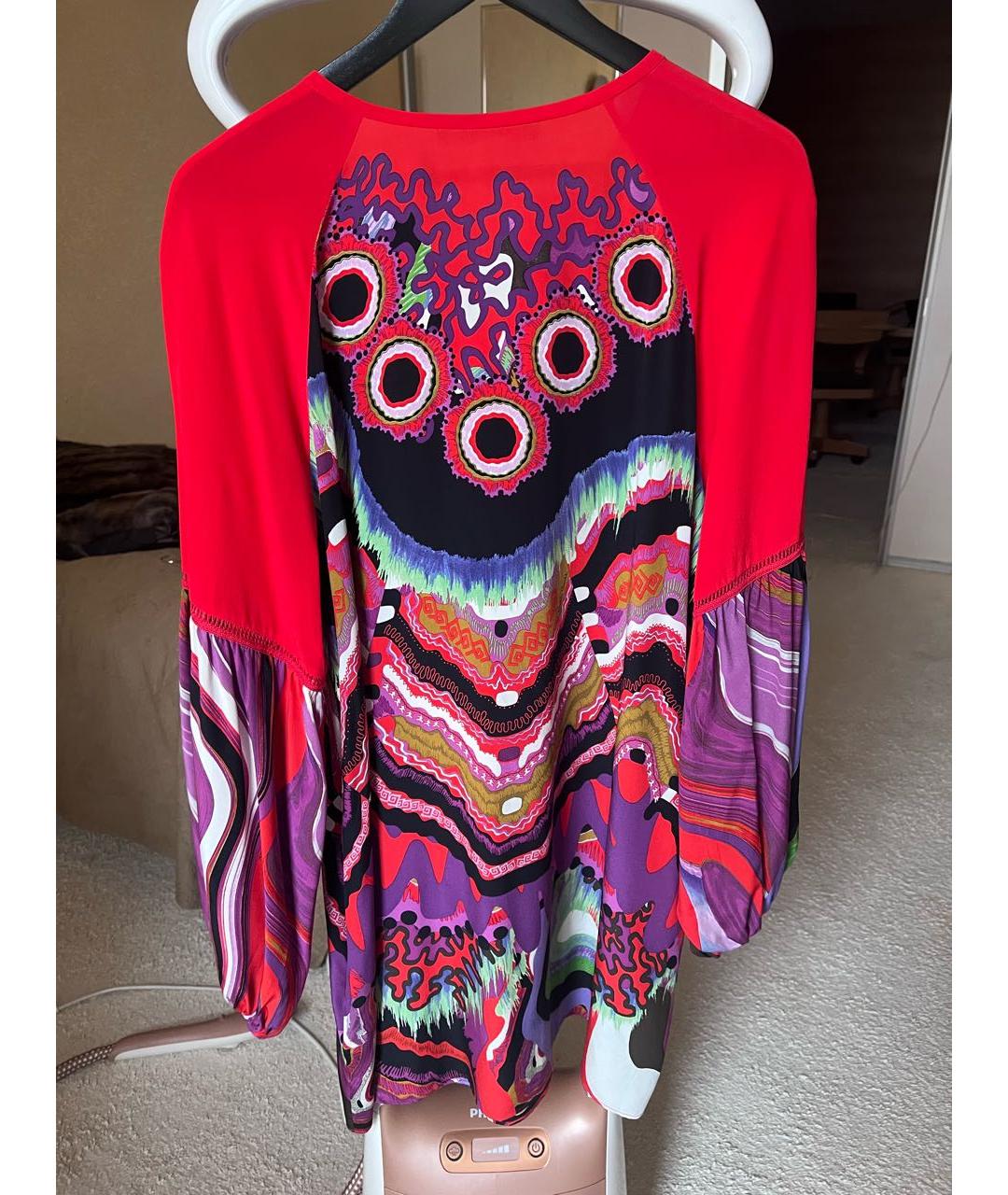 ROBERTO CAVALLI Красное шелковое повседневное платье, фото 2