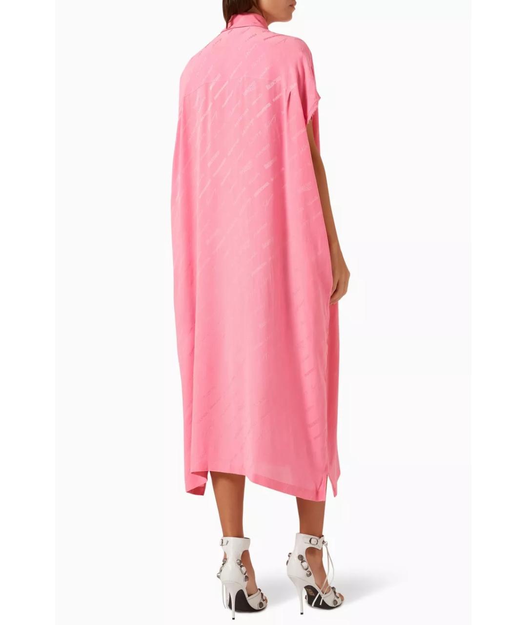 BALENCIAGA Розовое шелковое повседневное платье, фото 9