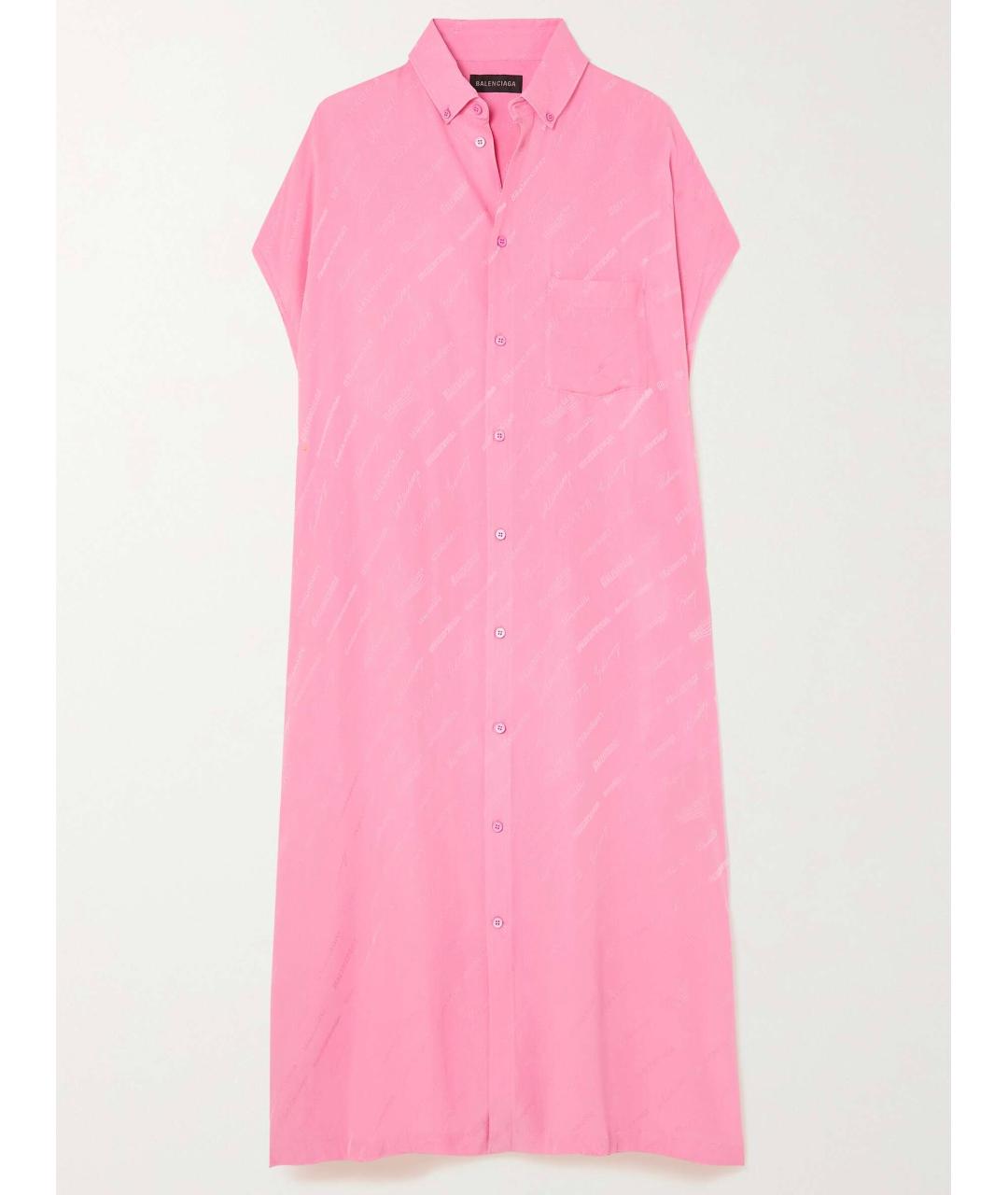 BALENCIAGA Розовое шелковое повседневное платье, фото 10