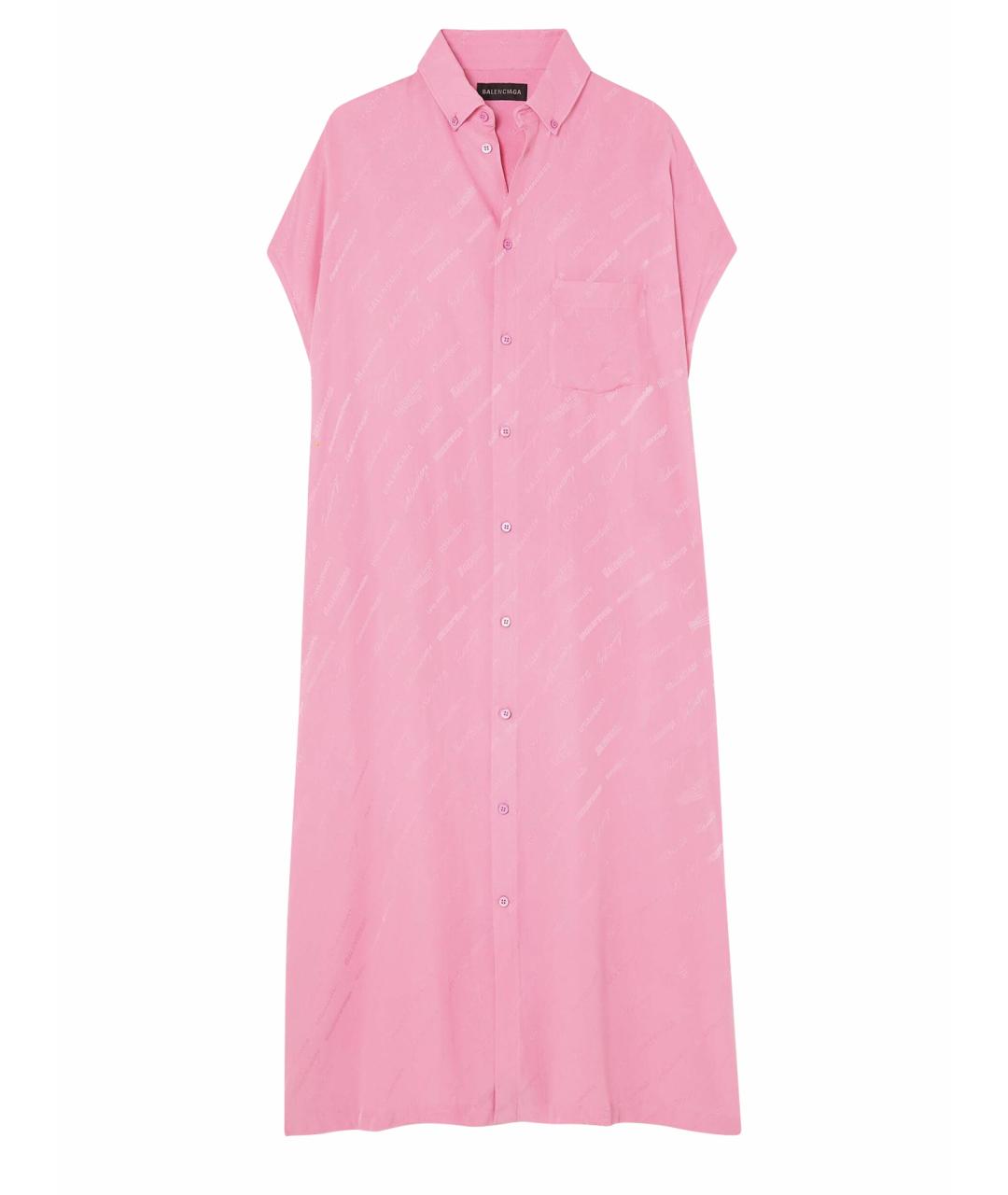 BALENCIAGA Розовое шелковое повседневное платье, фото 1