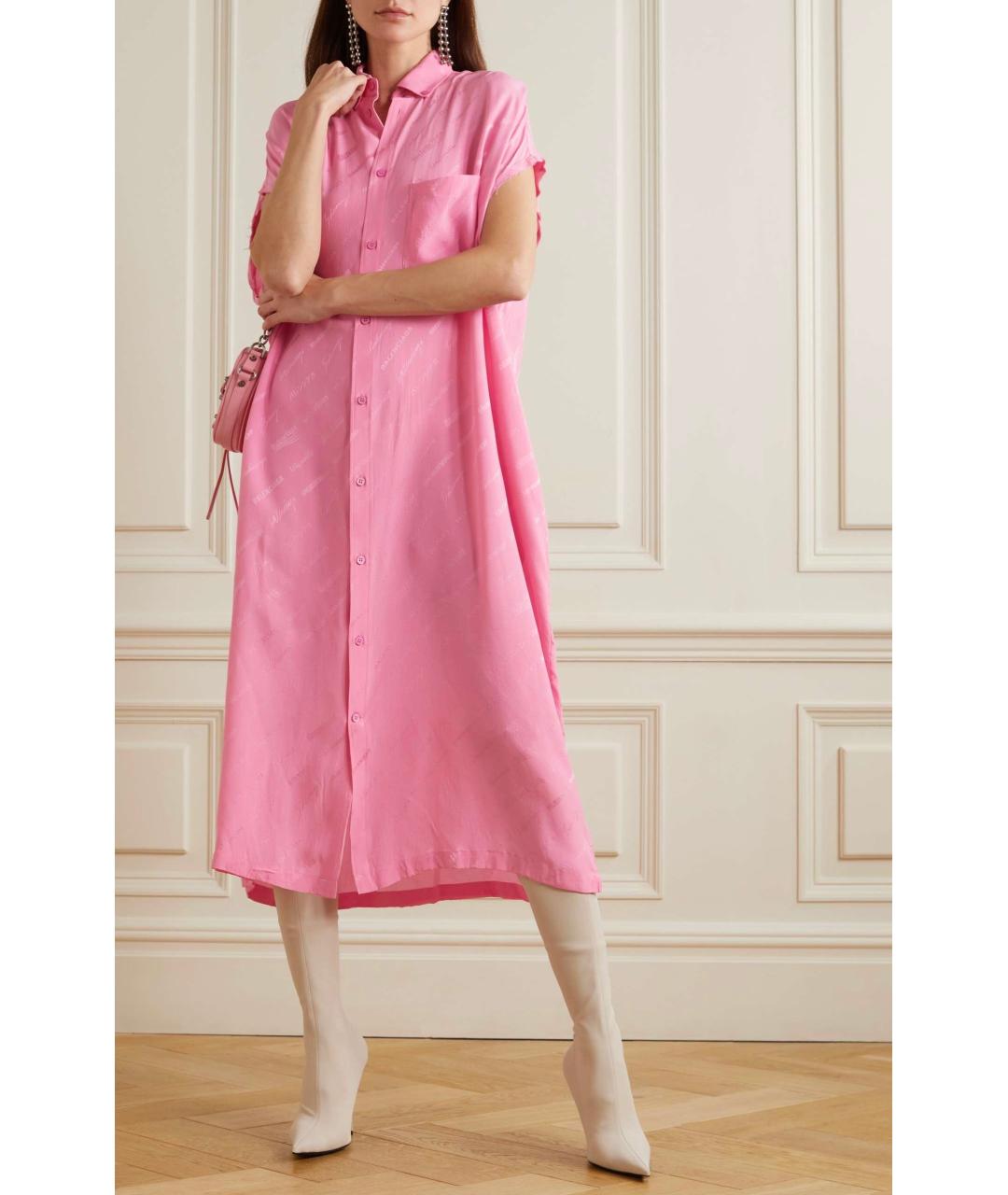 BALENCIAGA Розовое шелковое повседневное платье, фото 5