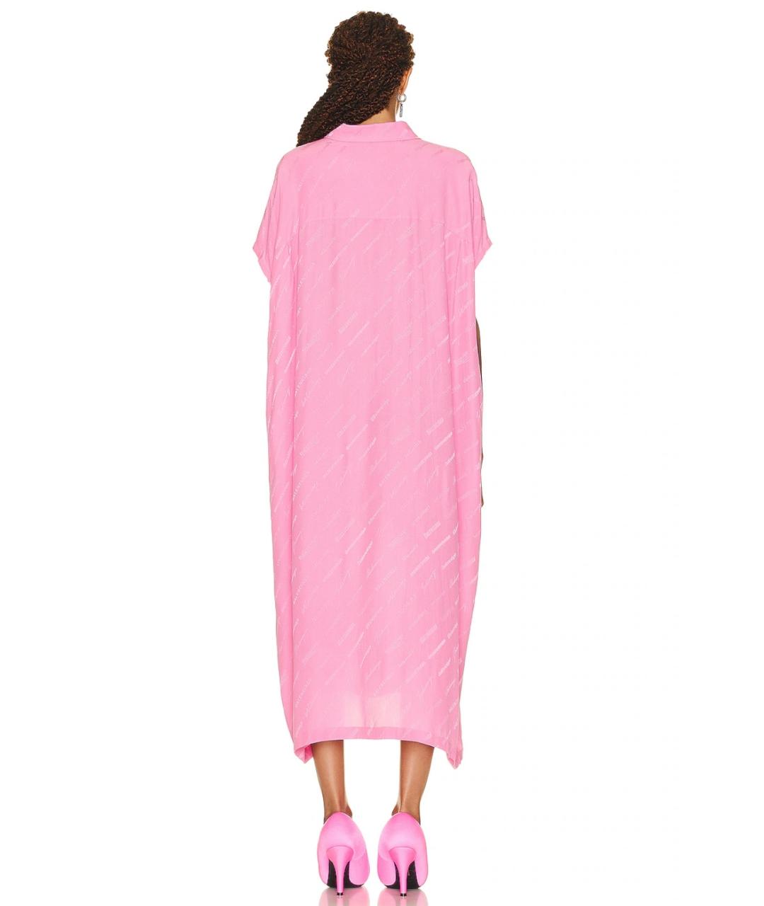 BALENCIAGA Розовое шелковое повседневное платье, фото 4