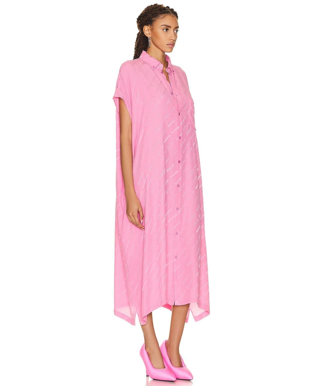 BALENCIAGA Розовое шелковое повседневное платье, фото 3
