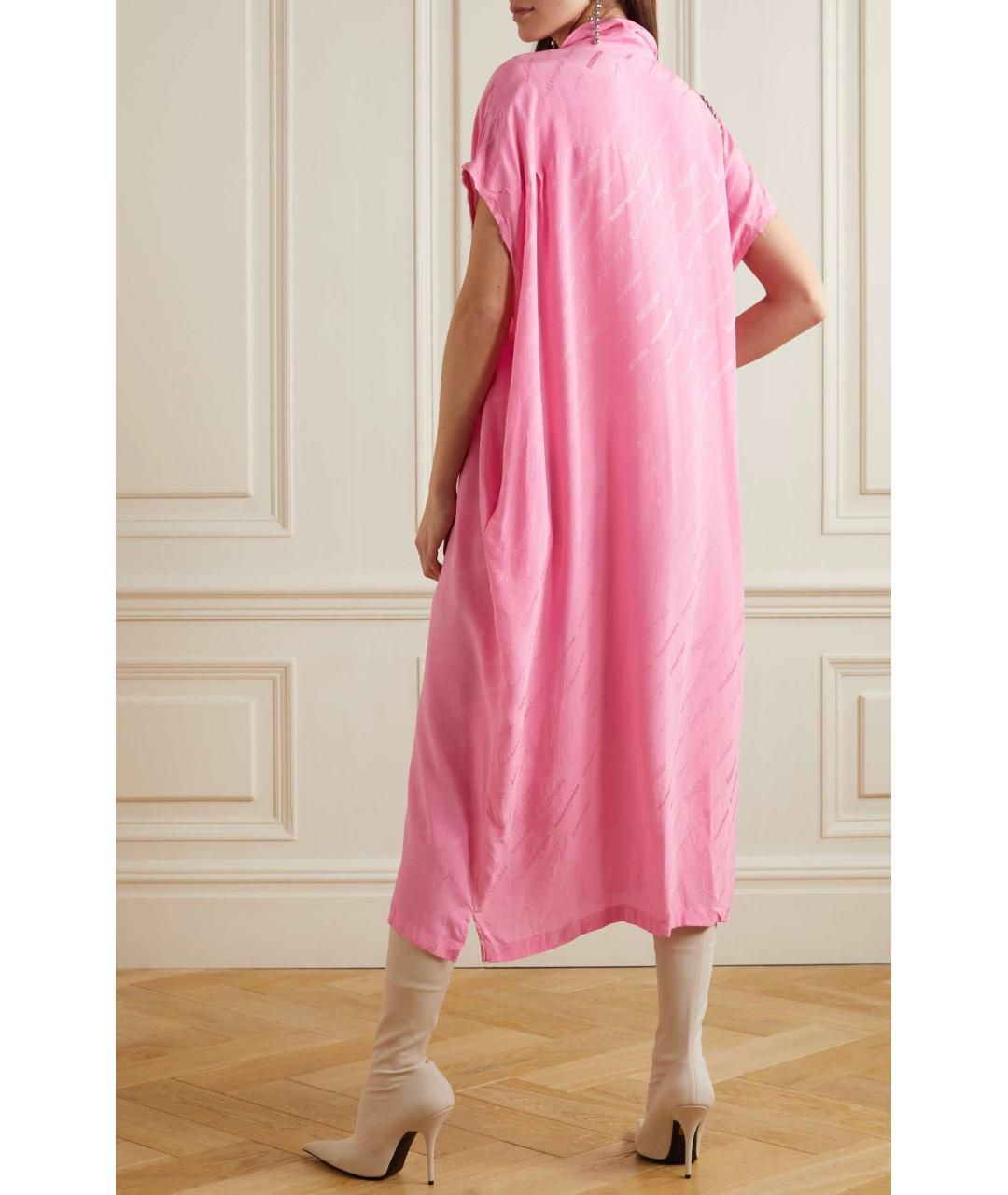 BALENCIAGA Розовое шелковое повседневное платье, фото 6