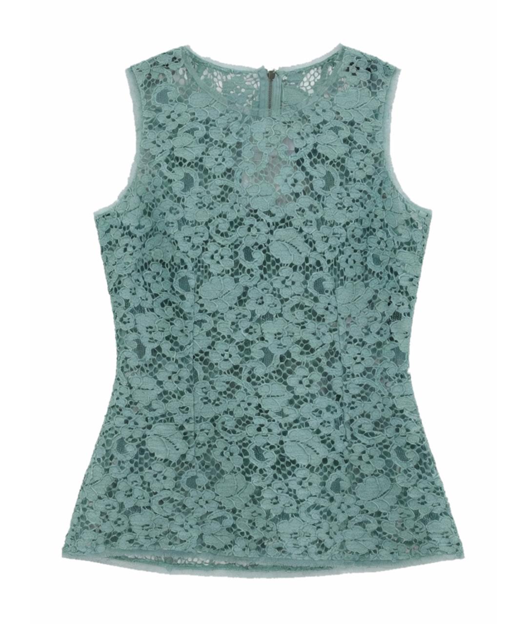 DOLCE&GABBANA Бирюзовая хлопко-эластановая блузы, фото 1