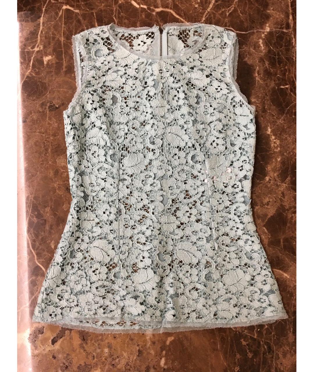 DOLCE&GABBANA Бирюзовая хлопко-эластановая блузы, фото 4