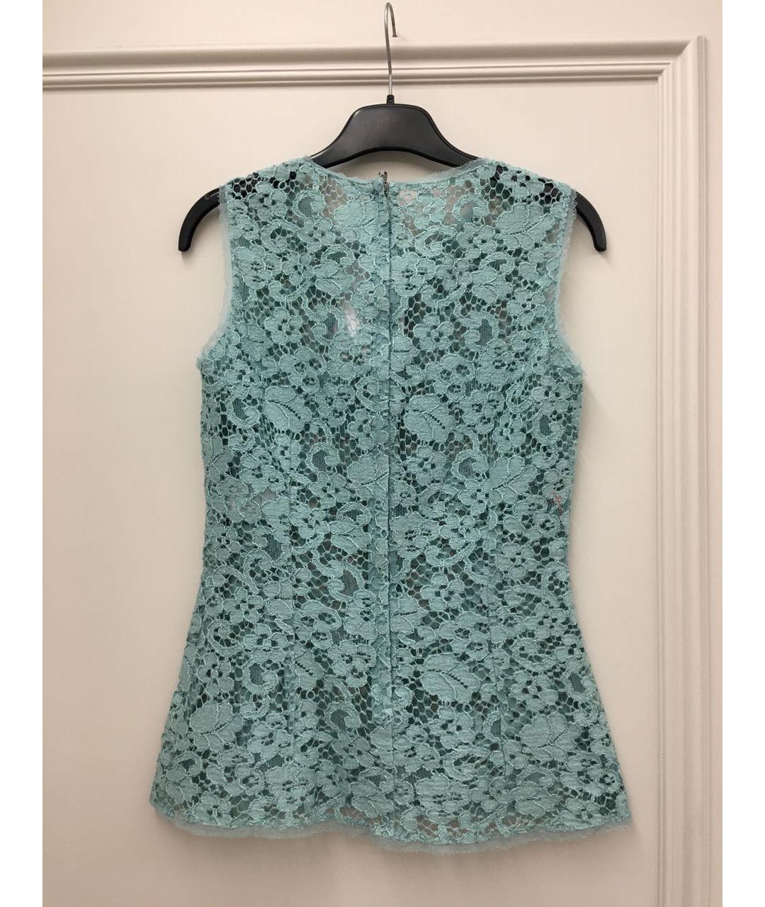 DOLCE&GABBANA Бирюзовая хлопко-эластановая блузы, фото 2