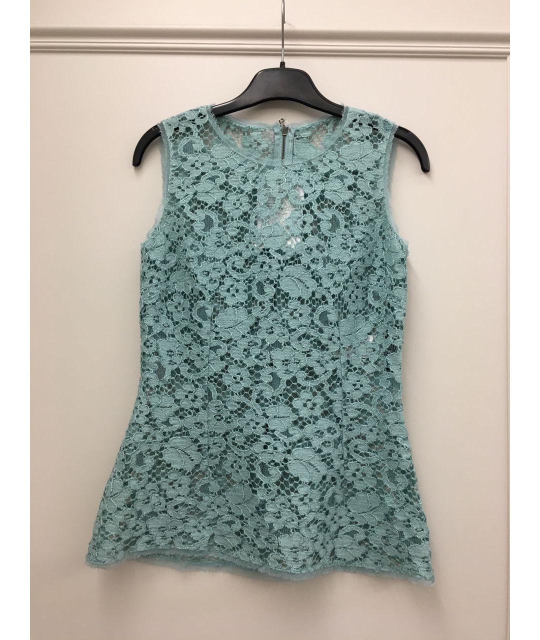 DOLCE&GABBANA Бирюзовая хлопко-эластановая блузы, фото 6