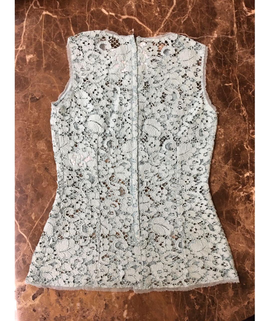 DOLCE&GABBANA Бирюзовая хлопко-эластановая блузы, фото 3