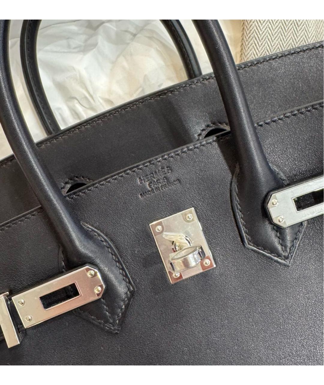 HERMES Черная кожаная сумка с короткими ручками, фото 4