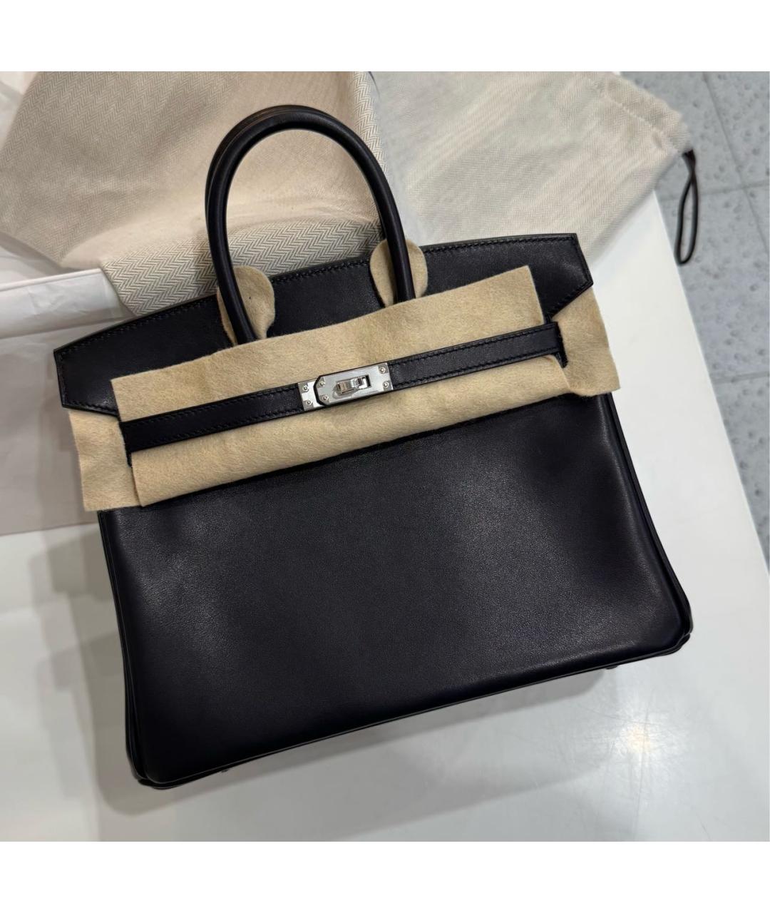HERMES Черная кожаная сумка с короткими ручками, фото 5