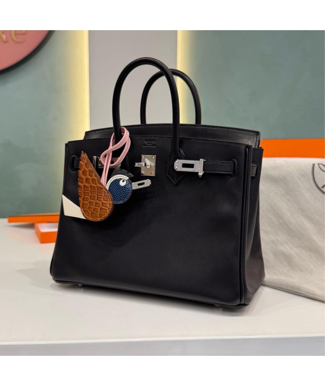 HERMES Черная кожаная сумка с короткими ручками, фото 3