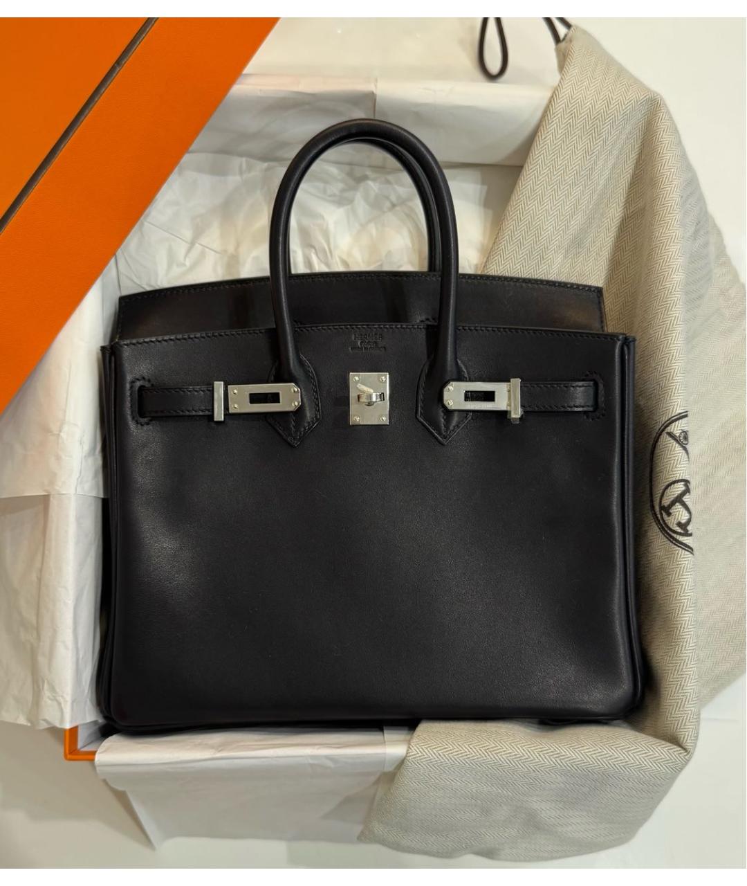 HERMES Черная кожаная сумка с короткими ручками, фото 6