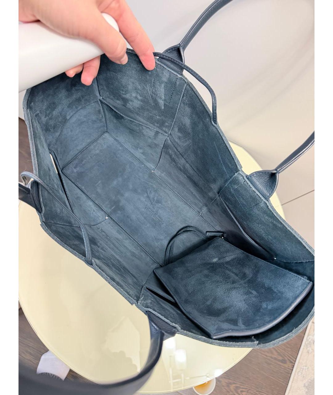 BOTTEGA VENETA Темно-синяя кожаная сумка тоут, фото 4