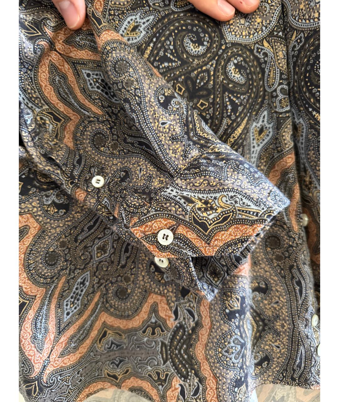 ETRO Коричневая хлопковая кэжуал рубашка, фото 3