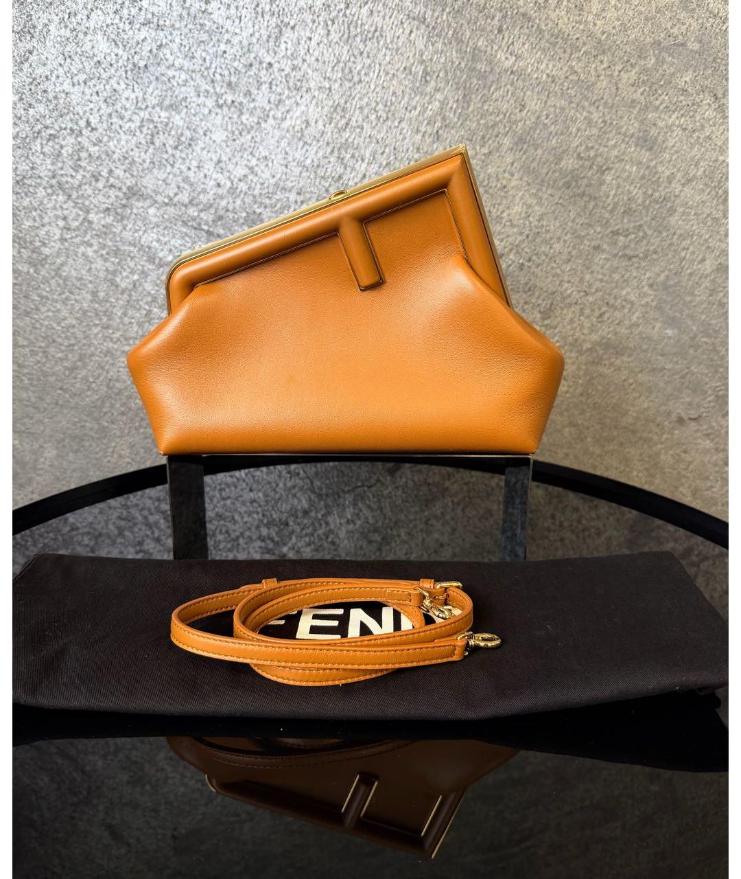 FENDI Коричневая кожаная сумка через плечо, фото 9