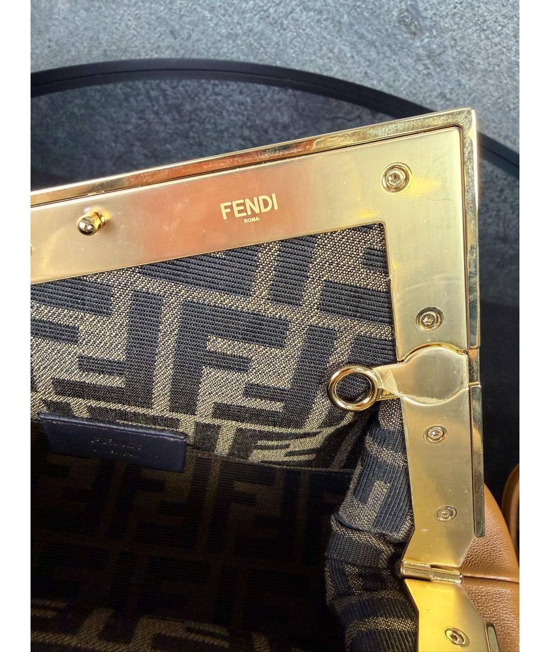 FENDI Коричневая кожаная сумка через плечо, фото 5