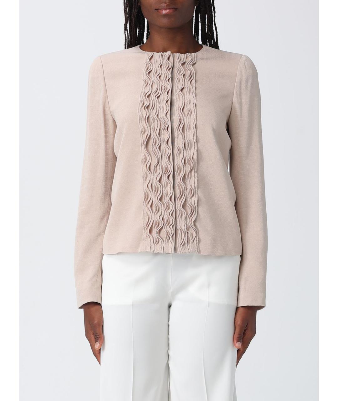 EMPORIO ARMANI Бежевый вискозный жакет/пиджак, фото 4