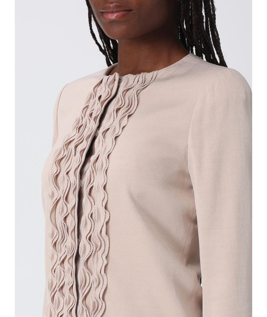 EMPORIO ARMANI Бежевый вискозный жакет/пиджак, фото 3