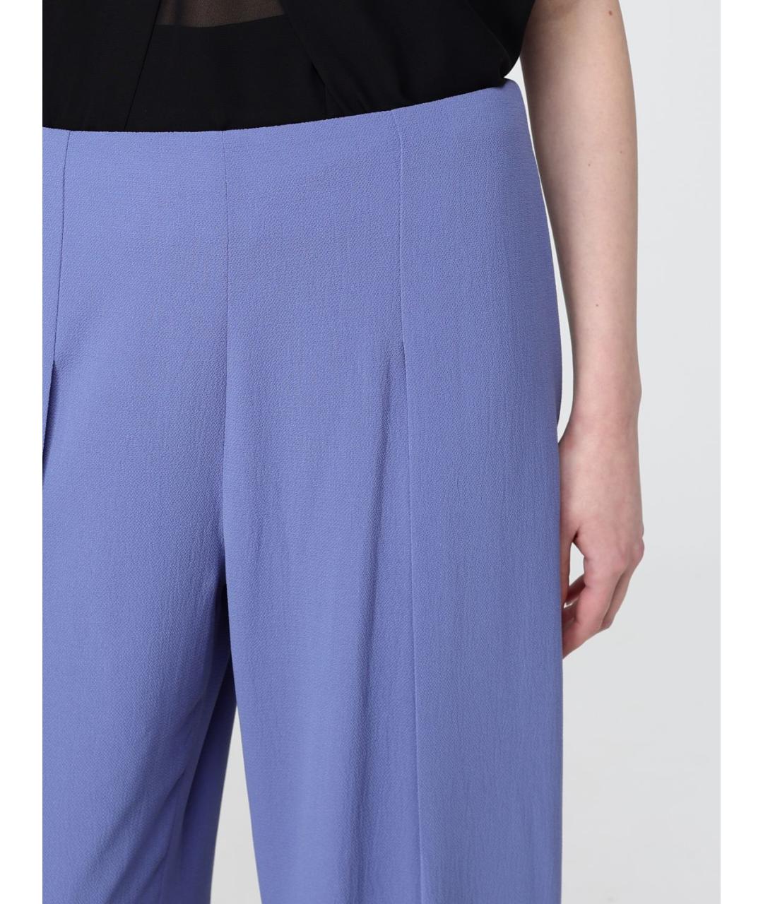 EMPORIO ARMANI Синие полиэстеровые прямые брюки, фото 3