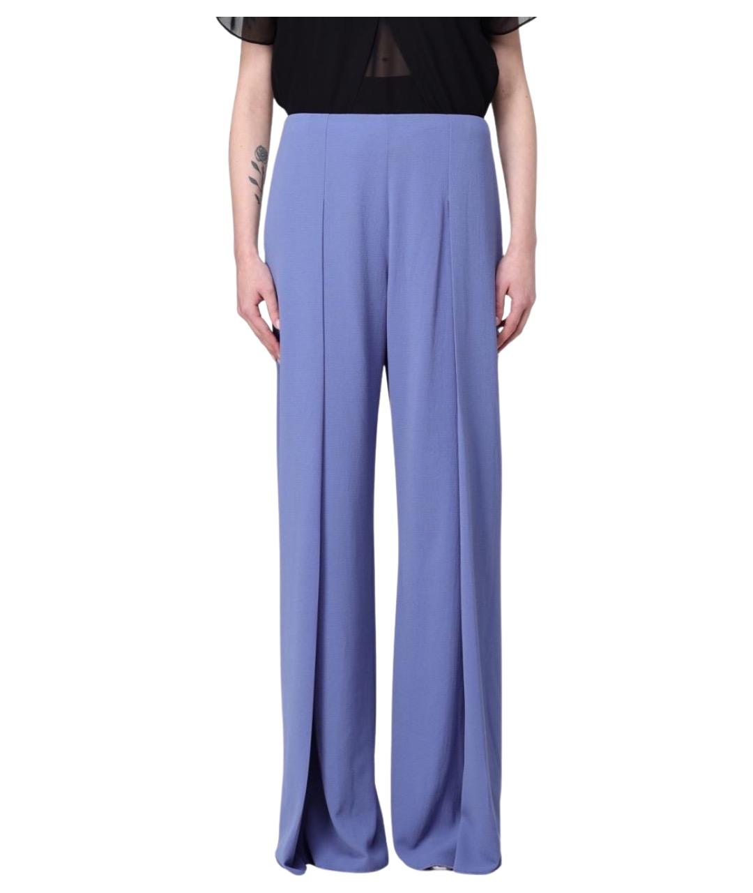 EMPORIO ARMANI Синие полиэстеровые прямые брюки, фото 1