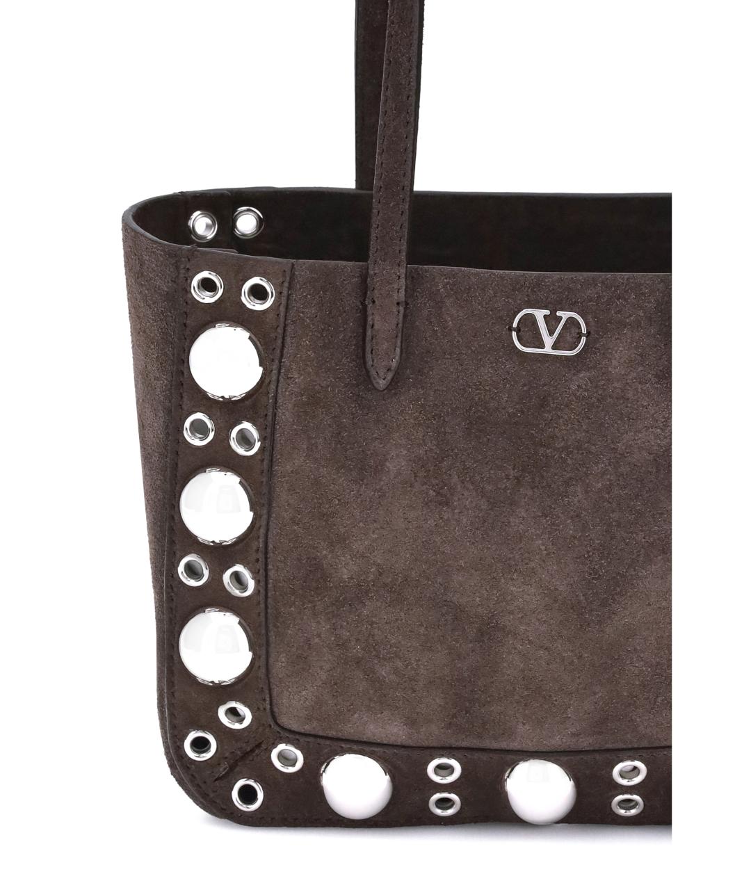 VALENTINO Коричневая кожаная сумка тоут, фото 4