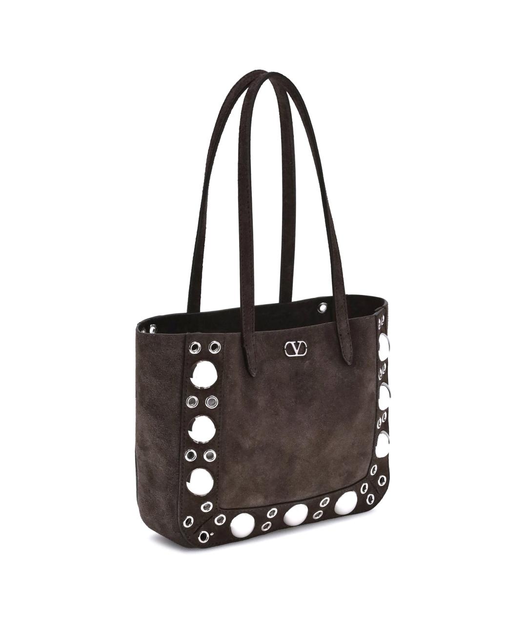 VALENTINO Коричневая кожаная сумка тоут, фото 2