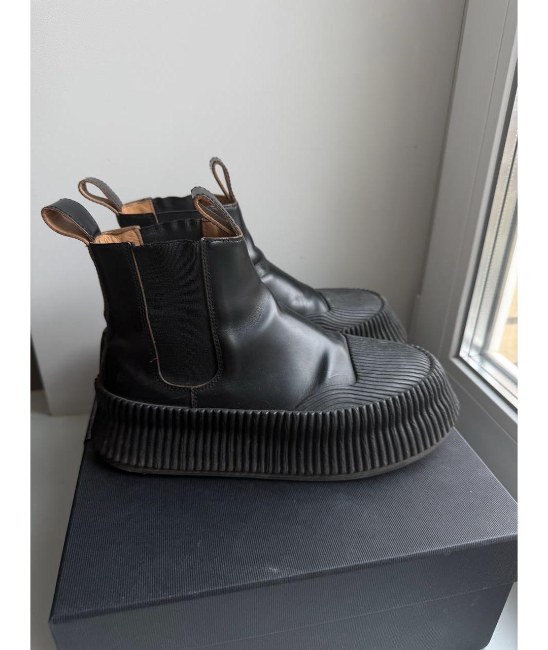 JIL SANDER Черные кожаные ботинки, фото 6