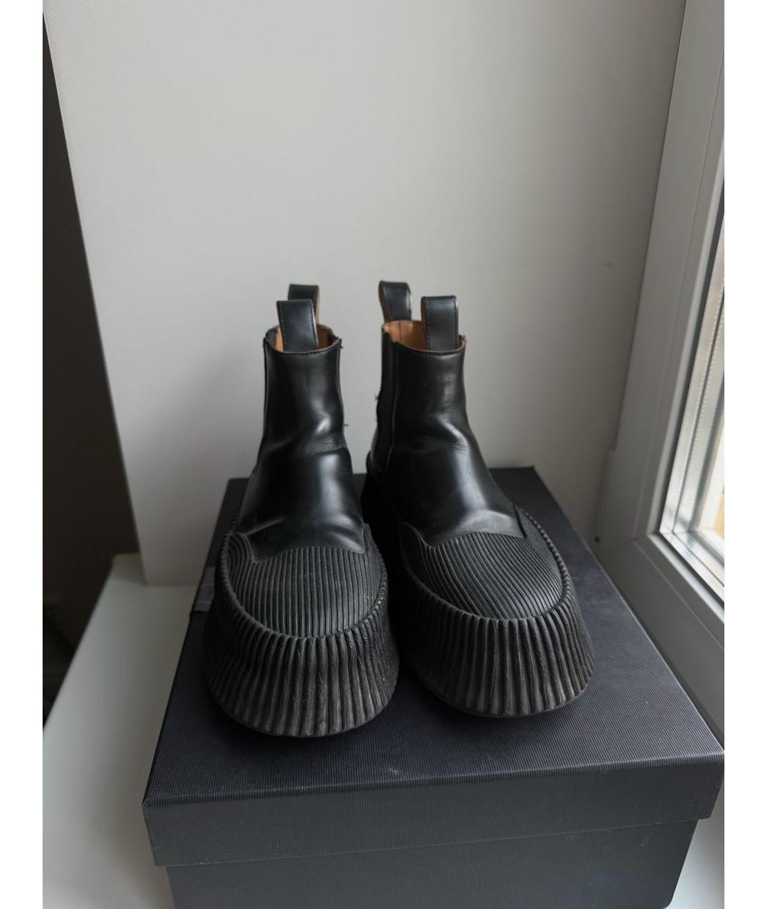 JIL SANDER Черные кожаные ботинки, фото 2