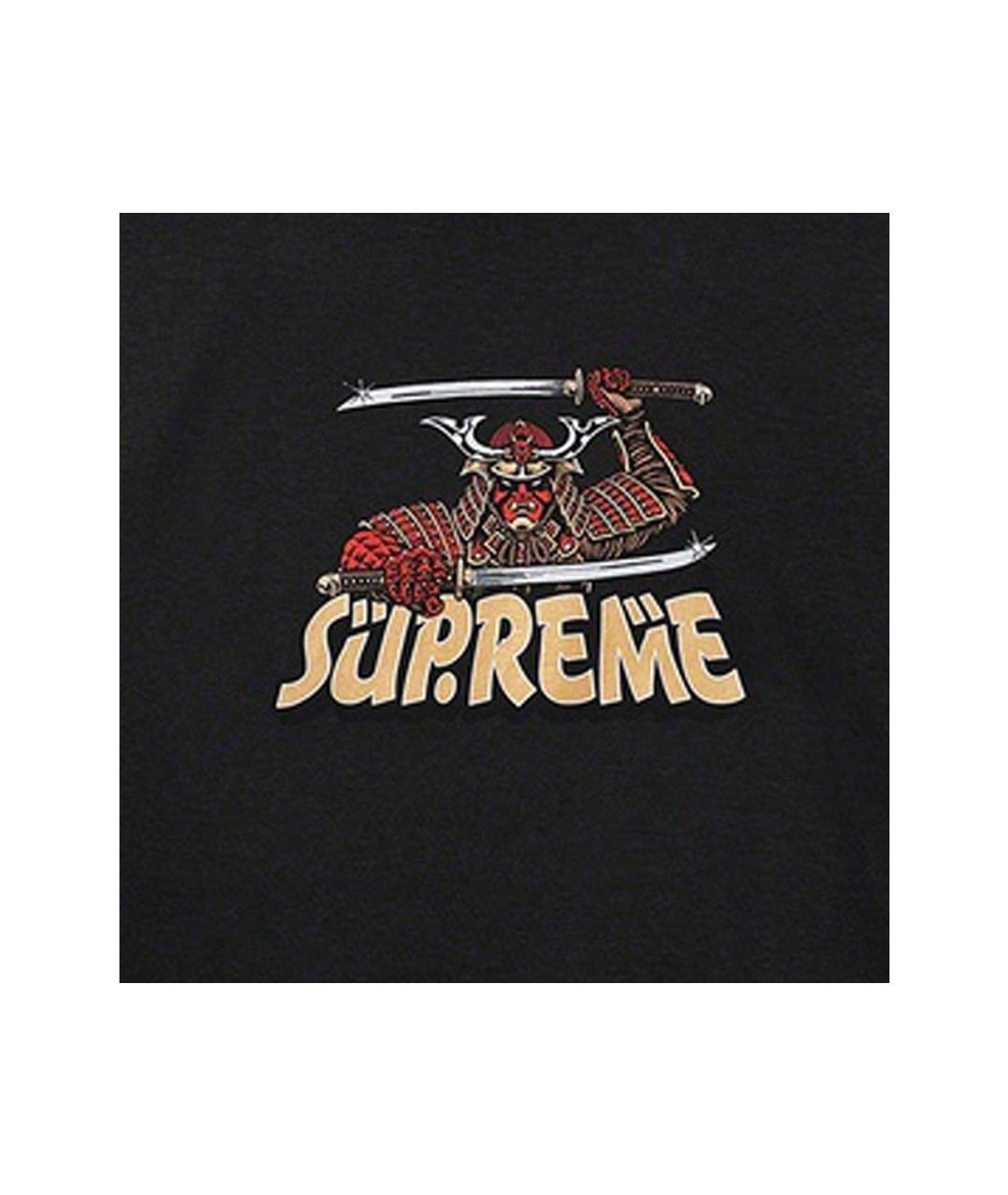 SUPREME Черная хлопковая футболка, фото 2