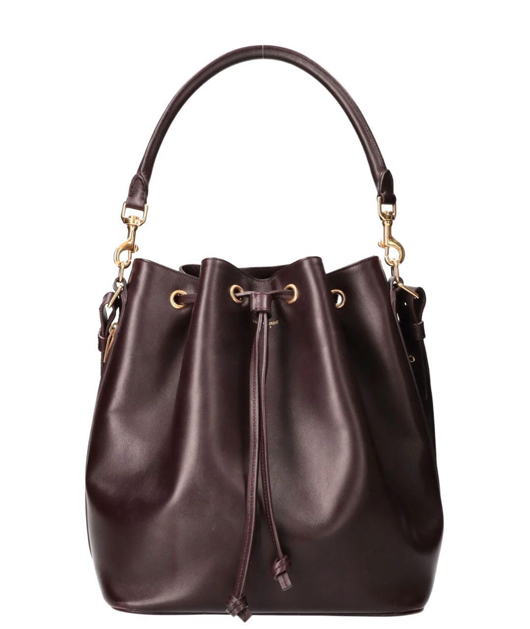 SAINT LAURENT Бордовая кожаная сумка через плечо, фото 9