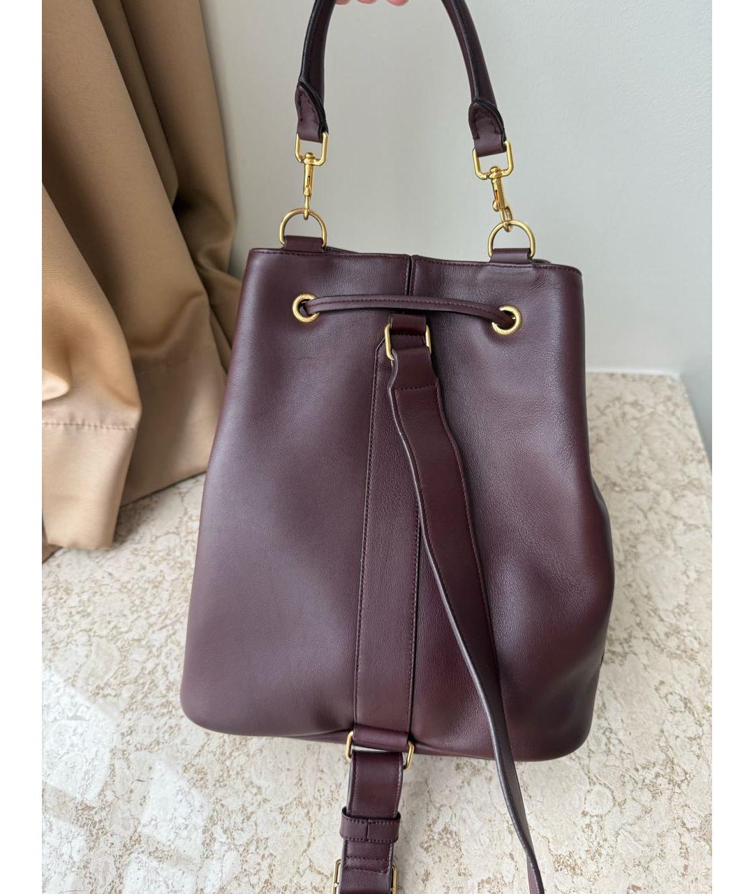 SAINT LAURENT Бордовая кожаная сумка через плечо, фото 6