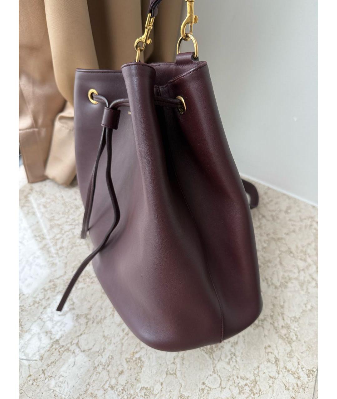 SAINT LAURENT Бордовая кожаная сумка через плечо, фото 5