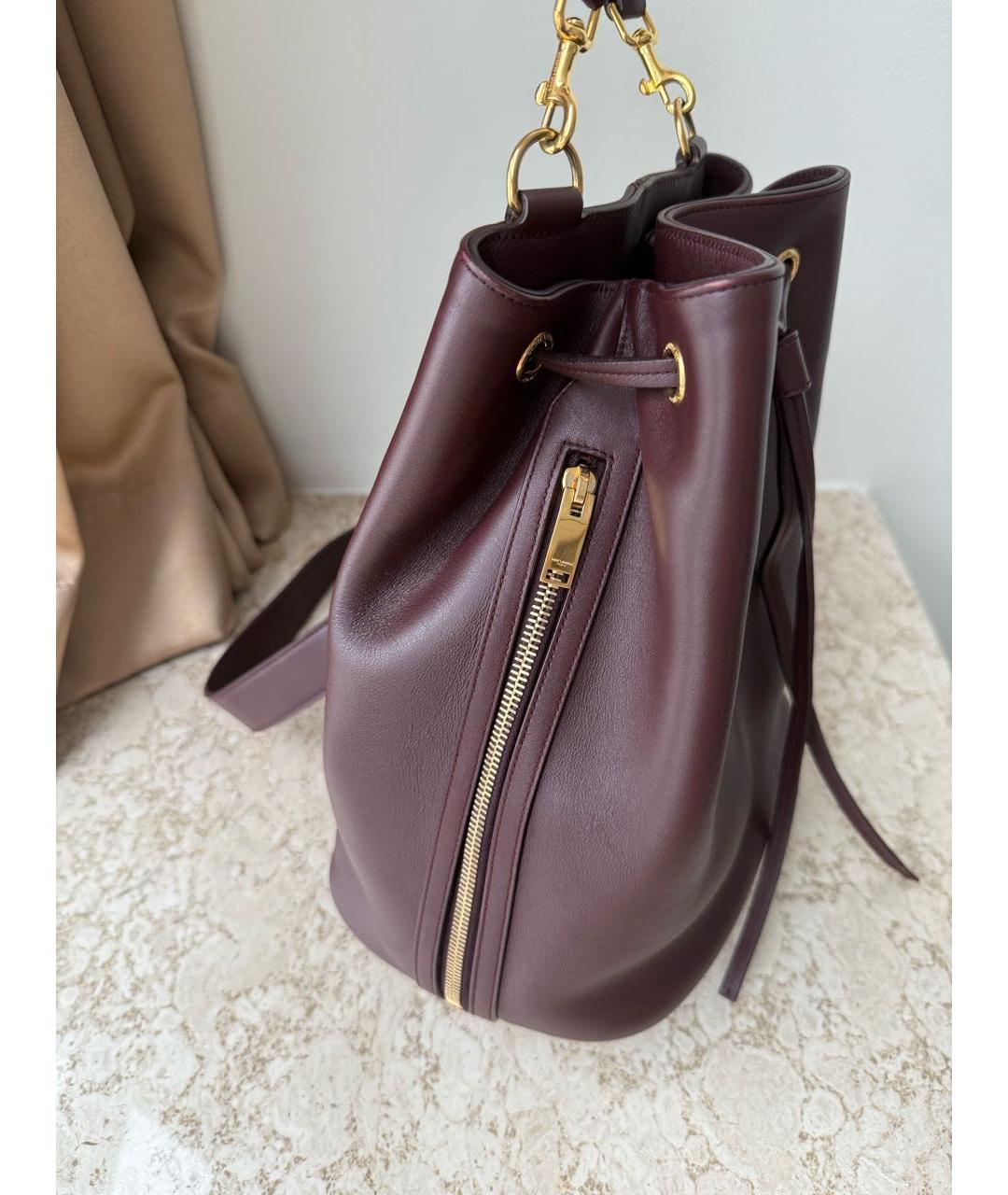 SAINT LAURENT Бордовая кожаная сумка через плечо, фото 4